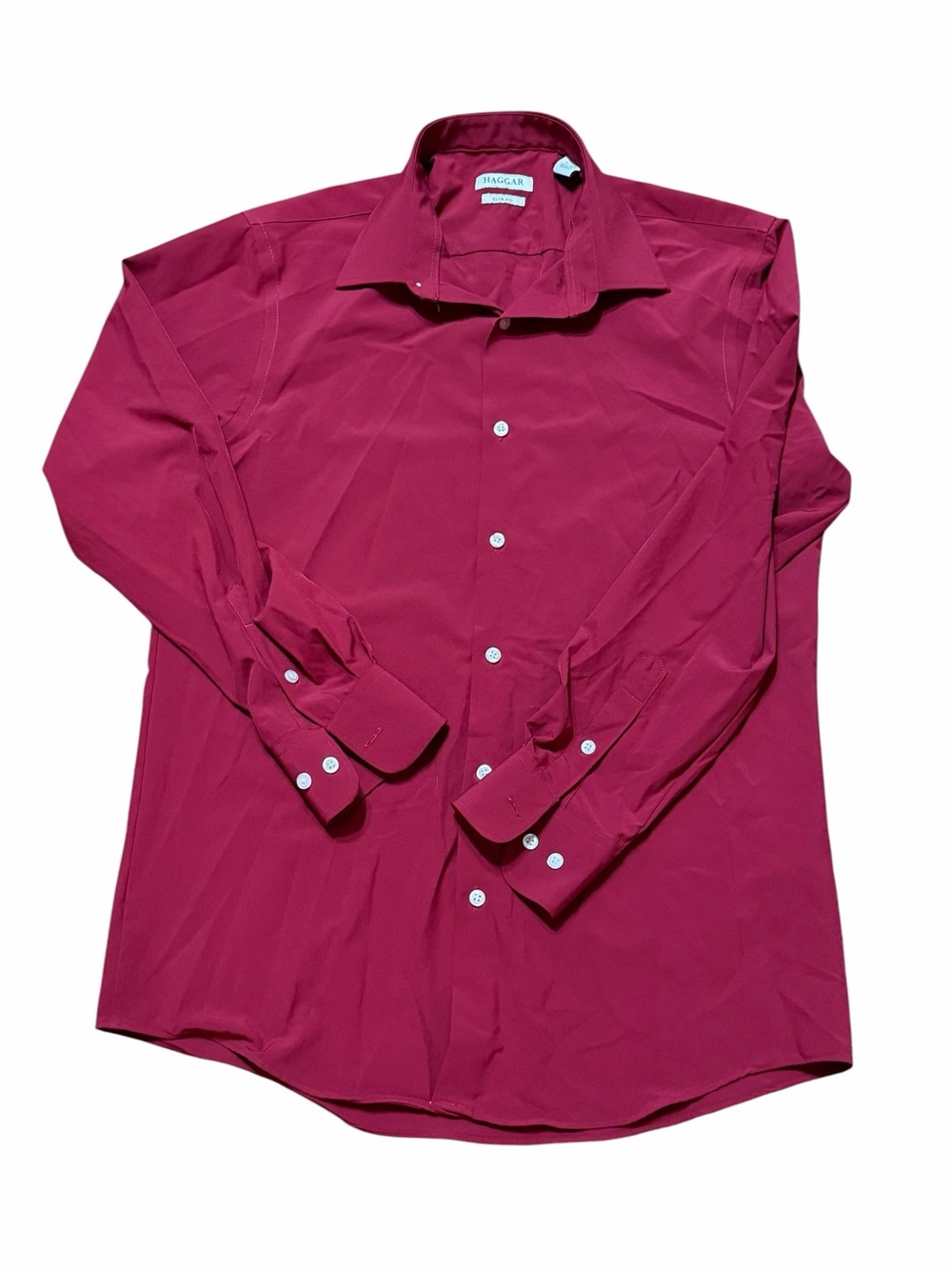 Haggar Men's Button-Up Dress Shirt - Raspberry